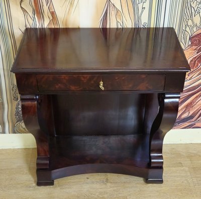 Consolle in stile Impero – Mogano – 1 cassetto – XIX secolo
