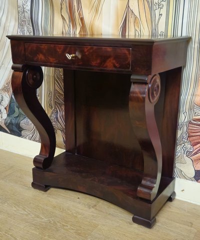Consolle in stile Impero – Mogano – 1 cassetto – XIX secolo