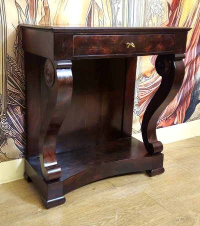 Consolle in stile Impero – Mogano – 1 cassetto – XIX secolo