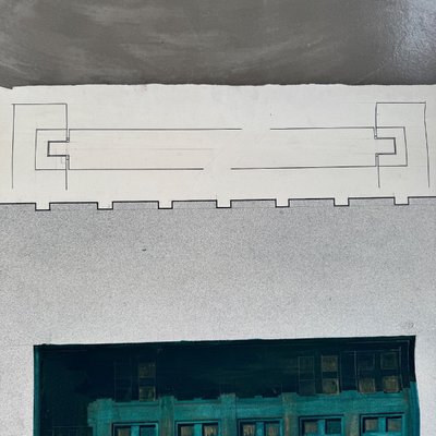 Projet dessin d'architecture 1960 représentant une façade d'immeuble