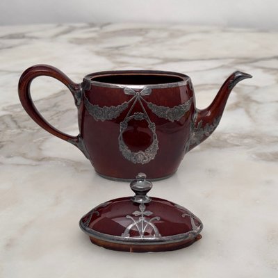Lenox Art Nouveau English teapot with metal frame
