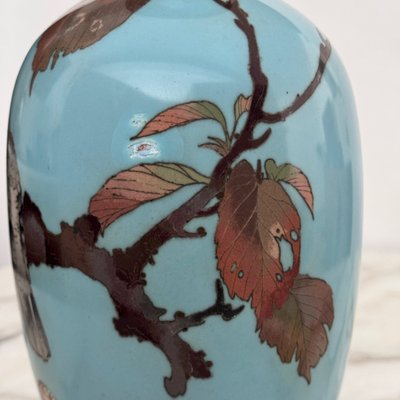 Cloisonné vase Japan XIXth decor of birds on a branch