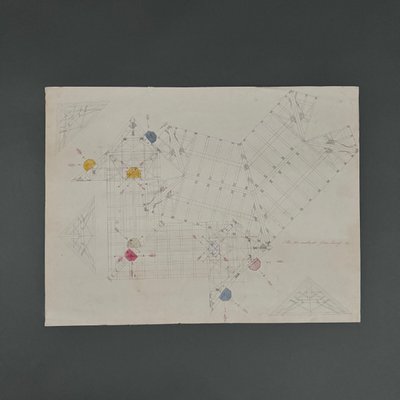 Drawing or blueprint of a 19th-century Compagnon du Devoir carpenter.