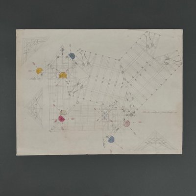 Drawing or blueprint of a 19th-century Compagnon du Devoir carpenter.
