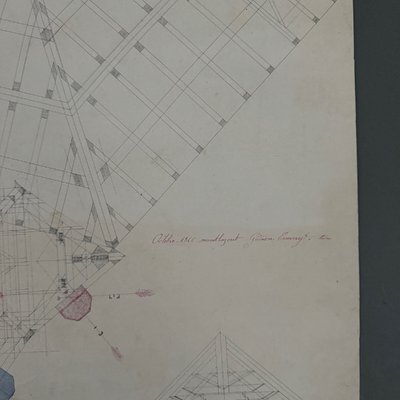Drawing or blueprint of a 19th-century Compagnon du Devoir carpenter.