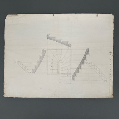 Drawing or blueprint of a 19th-century Compagnon du Devoir carpenter.