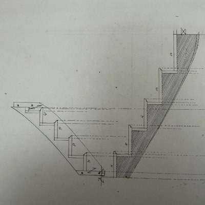 Drawing or blueprint of a 19th-century Compagnon du Devoir carpenter.