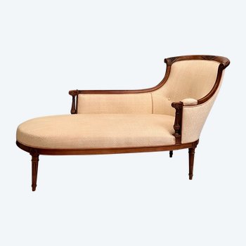 Meridienne Bed Of Rest In Walnut Of Style Louis XVI Period XIXeme