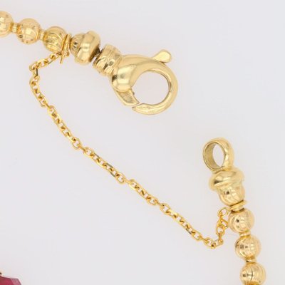 Yellow Gold Bracelet With Ruby, Sapphire, And Emerald Beads