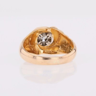 Bague or rose diamant godronnée