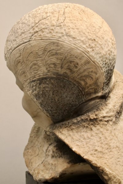 Stone sculpture Child's face 19th century on marble base