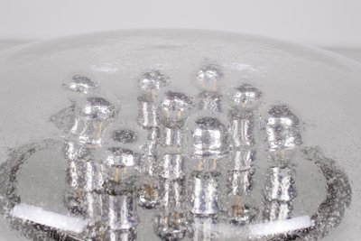 Large round ceiling light in bubble-blown glass, circa 1970