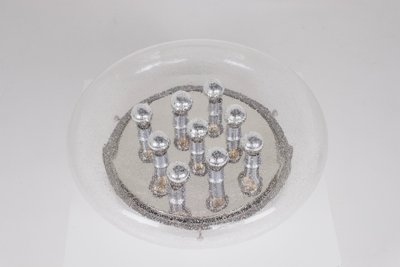 Large round ceiling light in bubble-blown glass, circa 1970