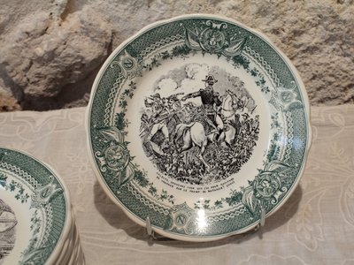 12 piatti parlanti in terracotta di Sarreguemines, Napoléon Bonaparte, metà del XIX secolo