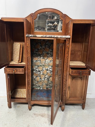 Buffet d'époque Art Déco en noyer massif XX siècle