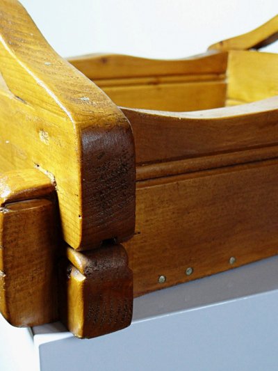 Solid wood tray with handles, crafts, rustic style, 60s-70s