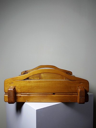 Solid wood tray with handles, crafts, rustic style, 60s-70s