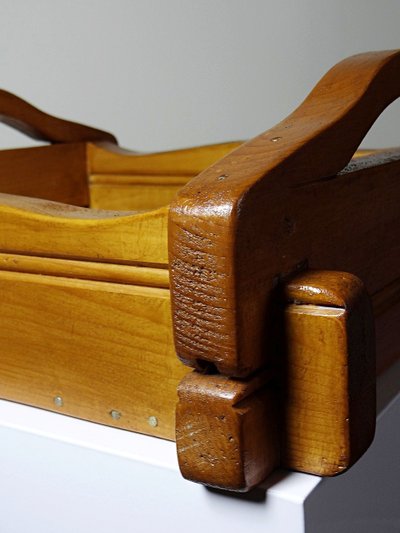 Solid wood tray with handles, crafts, rustic style, 60s-70s
