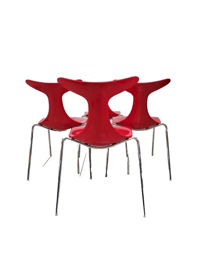 4 vintage post-modern dining chairs Delfy Design Gino Carollo