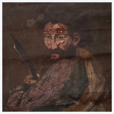 Ölgemälde aus dem 17. Jahrhundert auf Leinwand, das einen Heiligen oder einen Krieger darstellt.