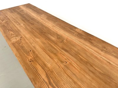 Large refectory table in solid pine and beech, X-shaped base, France, 1970s