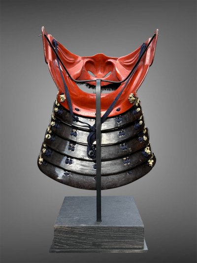 Halbe Samurai-Mempo-Maske – Edo-Zeit (1603–1868).