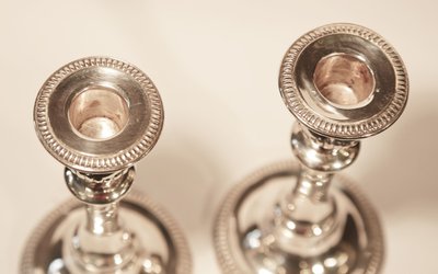 Pair of solid silver candlesticks Silver 835