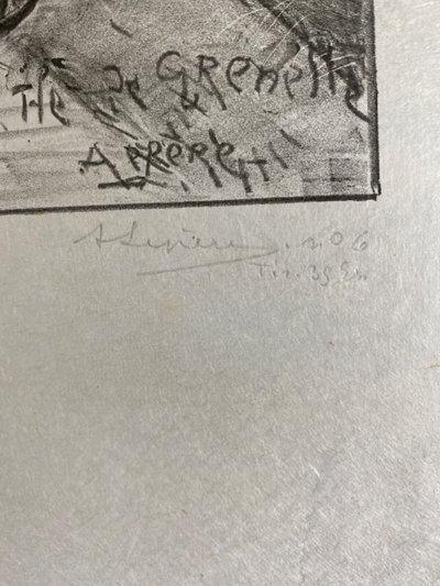 Lithograph countersigned by Auguste Lepère, woman at work, early 20th century