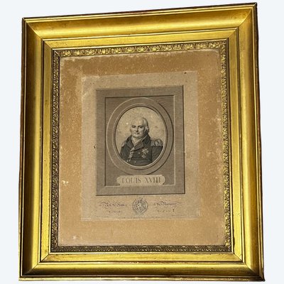 Louis XVIII, gravure encadrée, 19ème siècle