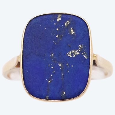 Bague lapis lazuli en or 18 karats, bague homme 