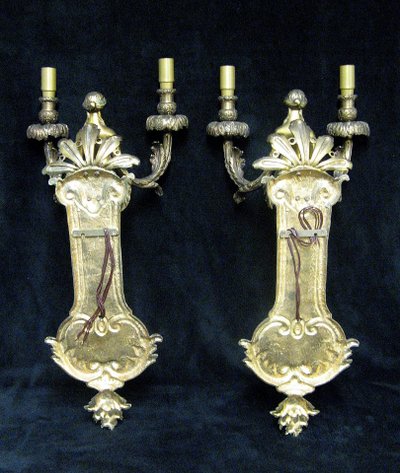 Large Pair of Gilt Bronze Caryatid Wall Sconces.