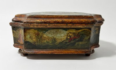 Wooden box lacquered in polychrome and poor art, Venice, 18th century