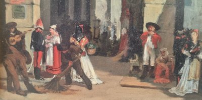 François BOSSUET (Attribuito a) - Veduta animata di una città in Spagna