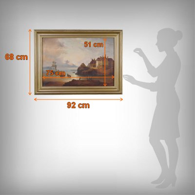 Painting "Light on the Port", French School, 19th century
