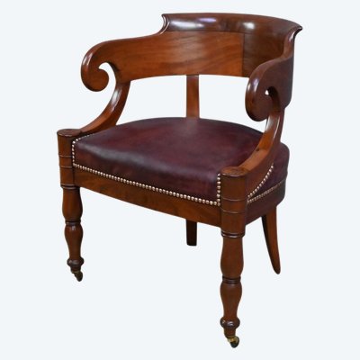 Fauteuil de Bureau en Acajou, époque Restauration - Début XIXe