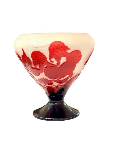 D'Argental Vase "Raspberries and Butterfly"