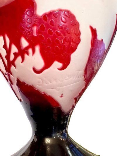 D'Argental Vase "Raspberries and Butterfly"