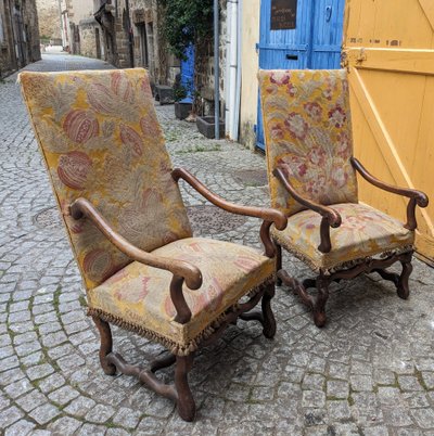 Two Louis XIII armchairs