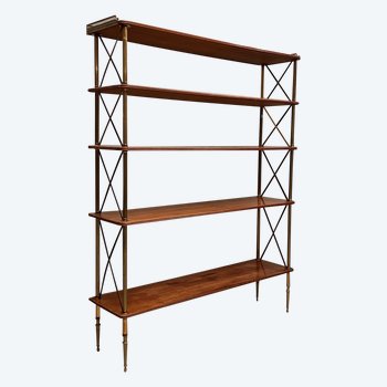 Bookcase Louis XVI Style In Brass And Mahogany Circa 1960