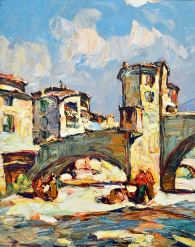 Louis Pastour (1876–1948) „Wäscherinnen unter der Sospel-Brücke“ Provence Cannes Menton