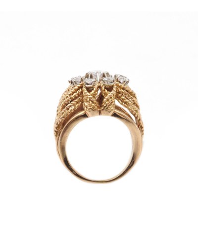 Bague cocktail diamants en or 18 karats, bague vintage 