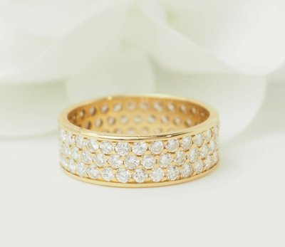 Bague alliance pavée diamants en or jaune