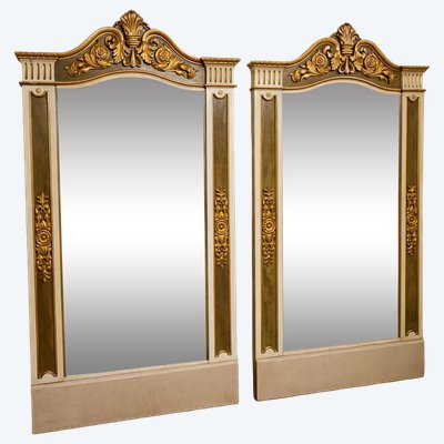 Paire de très grands miroirs trumeaux / néoclassiques – XIXe siècle / haut 234 cm