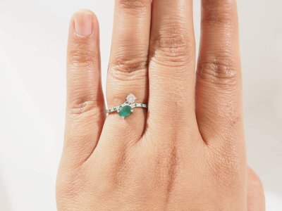 Bague Mauboussin Duo d’Espérance Or Blanc Émeraude 0,40ct Diamants