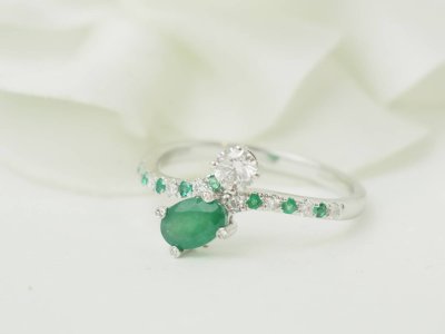 Bague Mauboussin Duo d’Espérance Or Blanc Émeraude 0,40ct Diamants