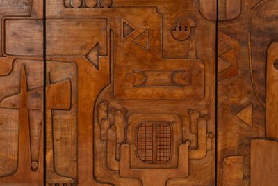 Sieg von Segonzac. Geschnitztes Holz-Triptychon. Zeitgenössisch. LS67765019