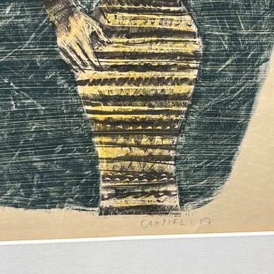Massimo Campigli 1957 Litografia a colori 48 x 35,50 .  ! Figure di donne “ Numerata 188/200 firmata
