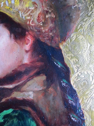 Portrait de jeune femme, école russe du XIXe siècle.    