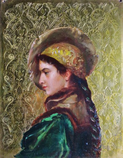 Portrait de jeune femme, école russe du XIXe siècle.    