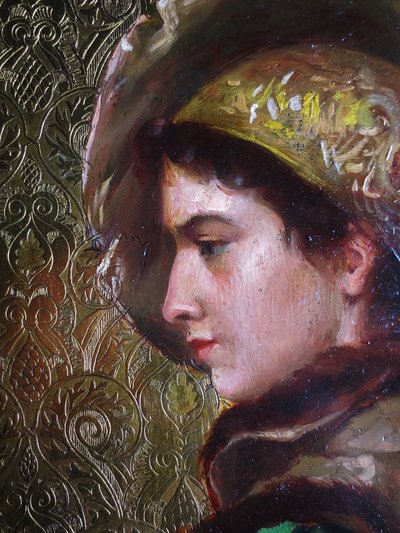 Portrait de jeune femme, école russe du XIXe siècle.    